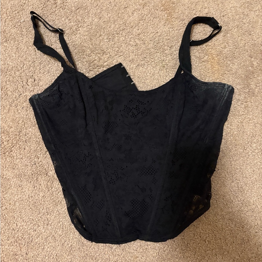 Gilly Hicks Black Lace Corset Going Out Top